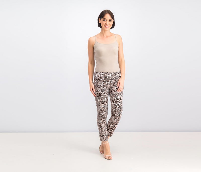 MANGO Women Leopard Cotton Trouser, Black and Beige - Image 4